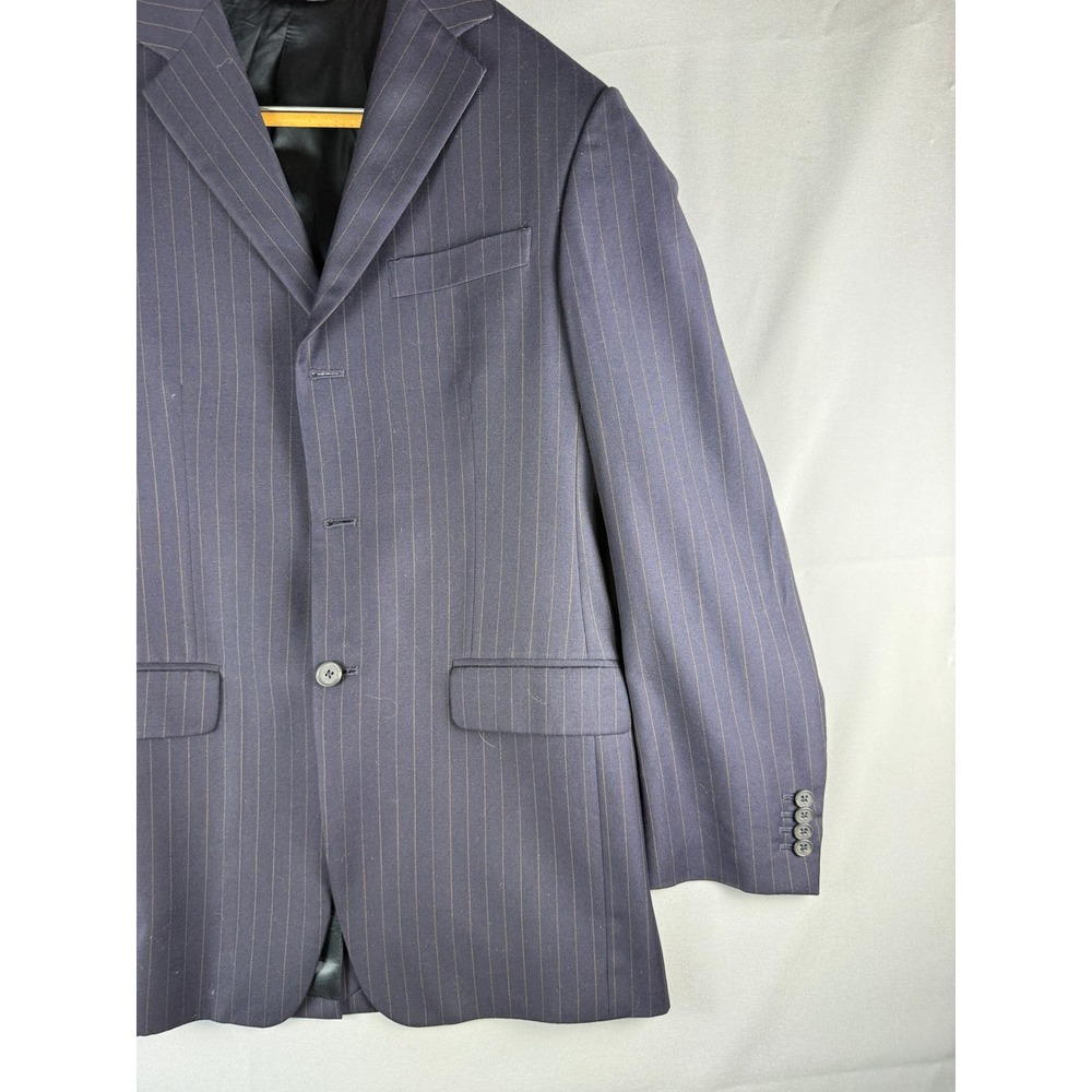 Banana Republic Mens 38R Modern Fit Pinstripe Blazer 100% Wool Navy Blue Jacket - Picture 2 of 12